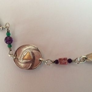 Unique Sterling Silver 18K Gold Necklace with Tourmalines